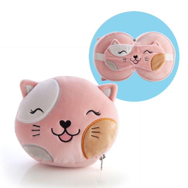 Smoosho's Pals Travel Cat Mask & Pillow - Blueberry Express Smoosho's Pals Travel Cat Mask & Pillow
