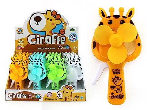 MANUAL FRICTION FAN – GIRAFFE (4 ASSTD) - Blueberry Express MANUAL FRICTION FAN – GIRAFFE (4 ASSTD)