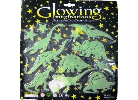 14Pc Glow In the Dark Dino & Stars